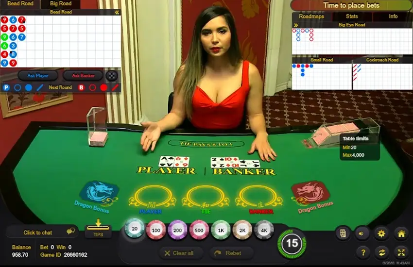 Live baccarat game with real dealer streaming online