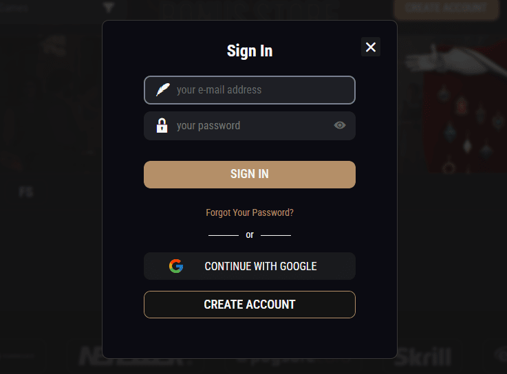 Creating an account on King Billy Casino Australia website