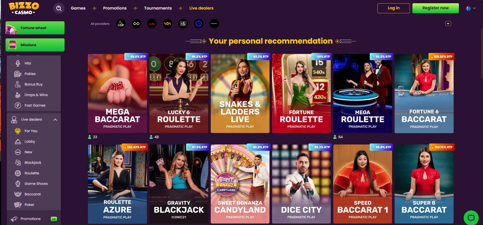 Bizzo Casino Table Games AU