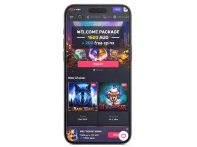 Woocasino mobile casino for Australian players, optimized for iOS and Android