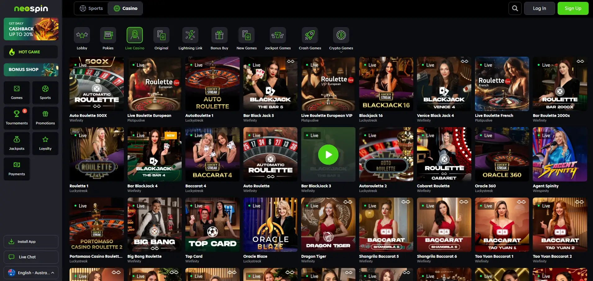 Neospin Real Money Casino Games