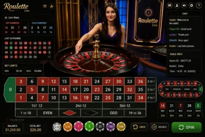 Live roulette dealer spinning the wheel for Australian players