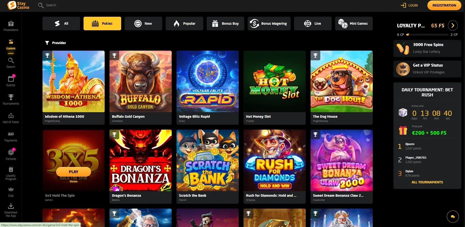 Australian player enjoying online slots at StayCasino