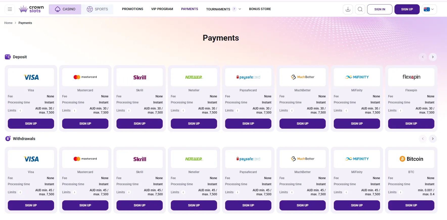 Payment method icons including cards, e-wallets, crypto symbols, and a secure shield.