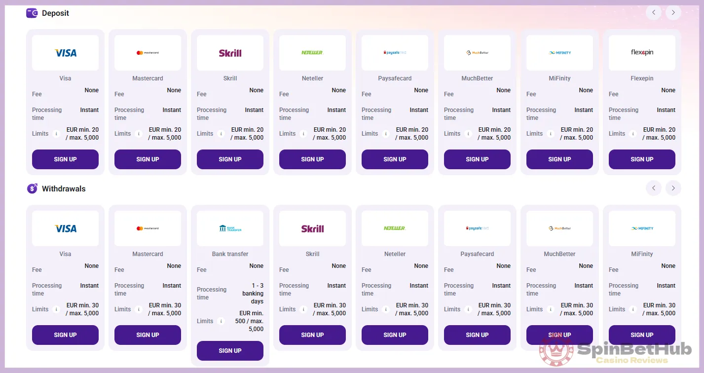 Payment method icons including cards, e-wallets, crypto symbols, and a secure shield.