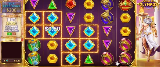 Online casino lobby showing Gates of Olympus slot game