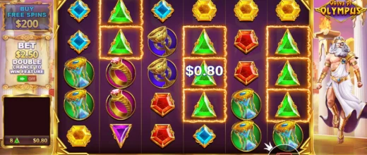 Ancient Greek slot lobby with Zeus and lightning background