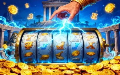 Slot strategy illustration with Zeus lightning and Olympus background