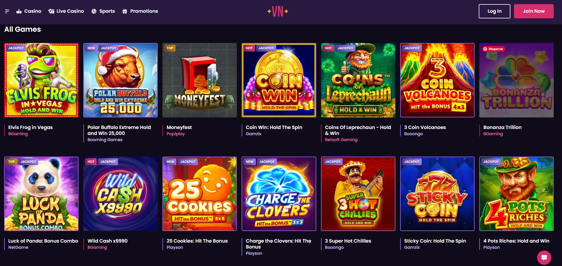 Vegas Now Casino online games for Australian players
