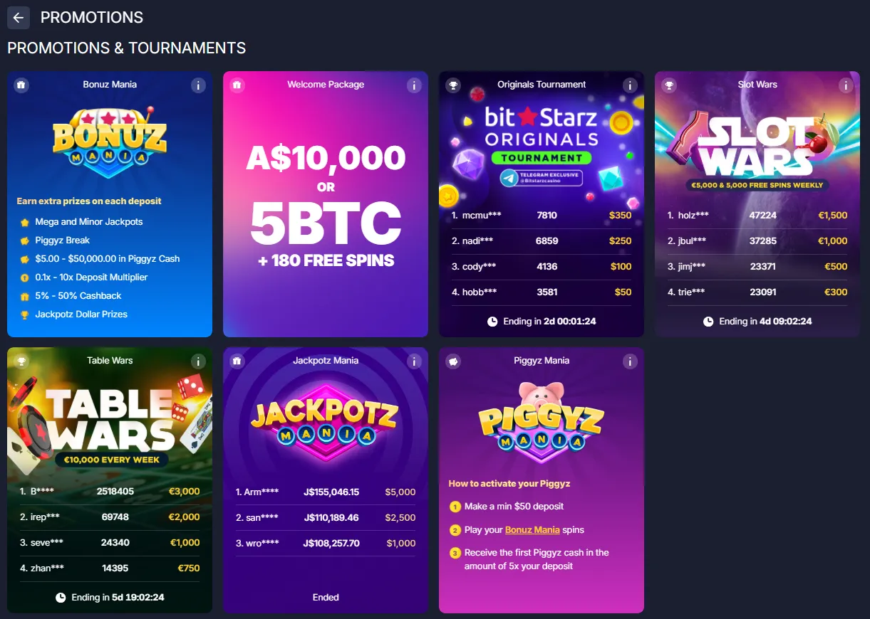 BitStarz casino bonuses and promotions for Australian players