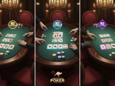 Poker table showing multiple game variations like Texas Hold’em, Omaha, and 7-Card Stud for Australian online players