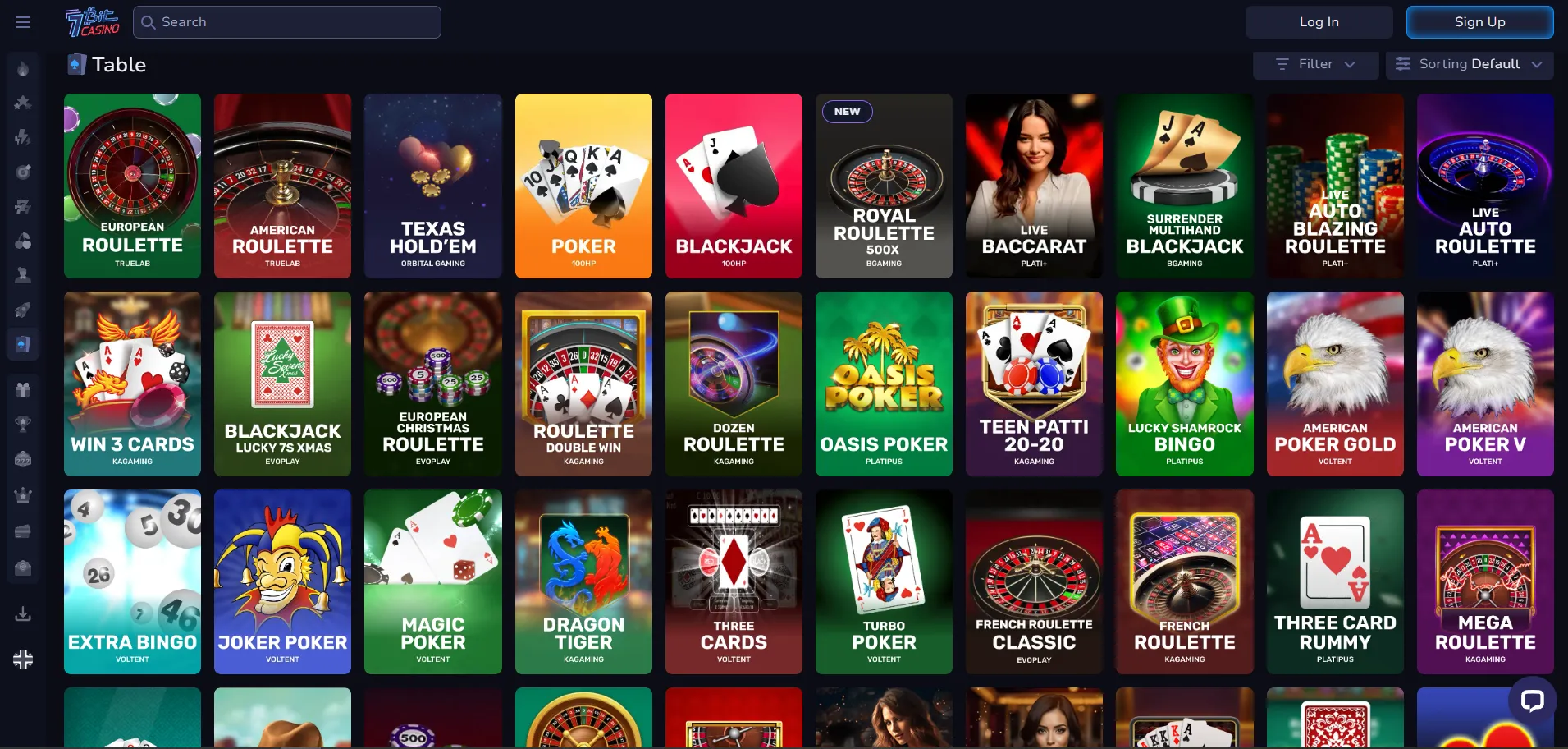 7Bit Casino Australia online casino games, table games, card games, jackpots.