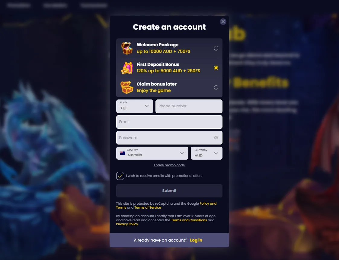 SlotsGem Casino registration guide showing step-by-step instructions on how to create an account, complete personal details, verify identity (KYC), and access the VIP program in an online casino interface.